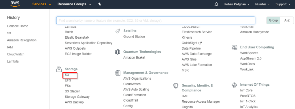 AWS Console - Earning Menia